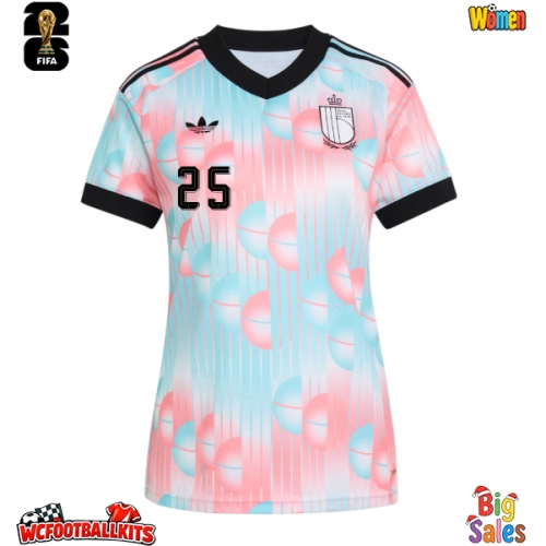 Belgium Nathan Ngoy #25 Replica Away Stadium Shirt for Women World Cup 2026 Short Sleeve